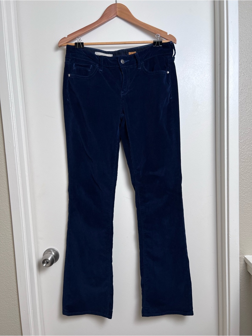 Pilcro Anthropologie Navy Corduroy Flare Pants Women's 28 Mid Rise Stretch